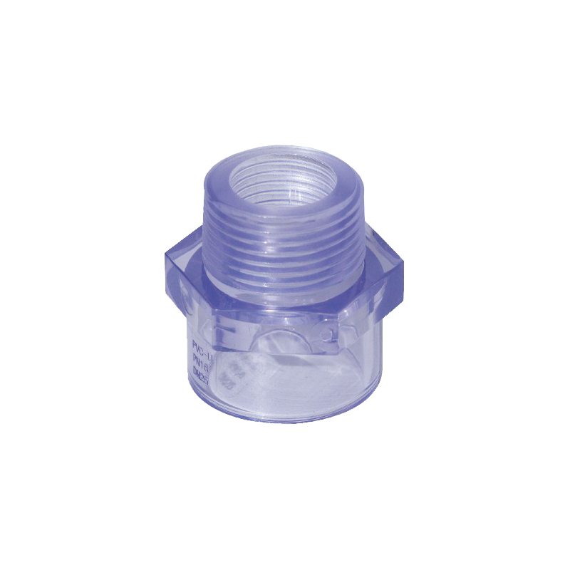 Adaptadores de rosca macho transparente de PVC